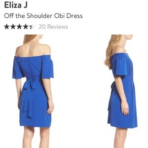 Eliza J blue off the shoulder dress